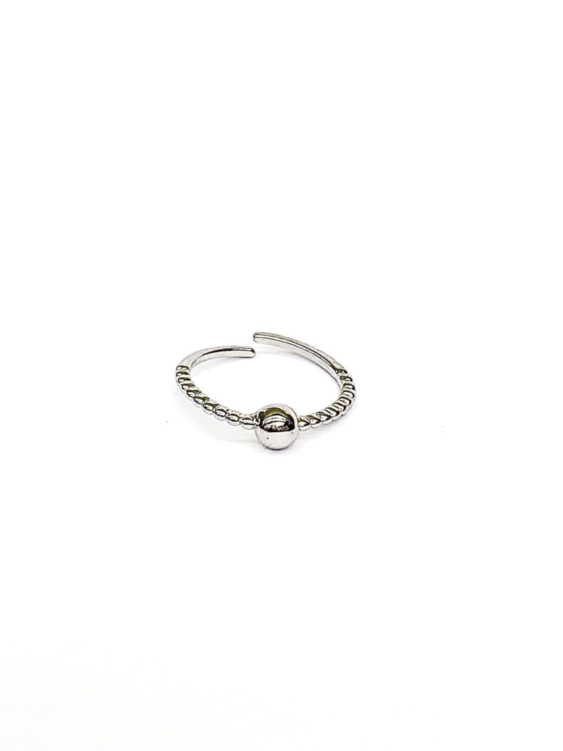 Minimalist Beaded Ring — Adjustable Silver Stacking Ring | Cute Jewelry